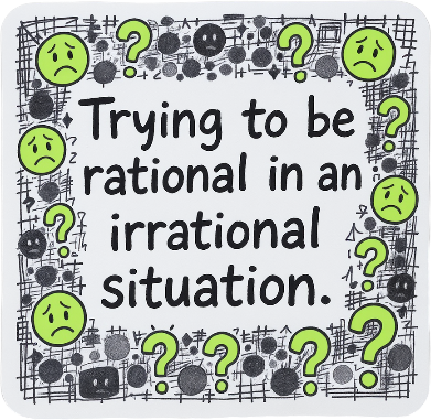 Trying to Be Rational Sticker | Funny Mental Health Decal | Existential Crisis Laptop Decal | Quirky Planner Sticker | Gift for Analyst